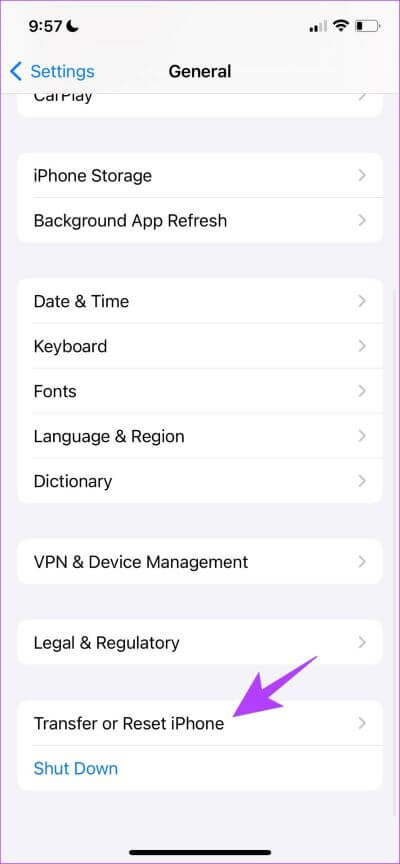 Select-Transfer-or-Reset-iPhone-3 8 طرق لإصلاح خطأ المورد غير المتاح في Apple Music على iPhone