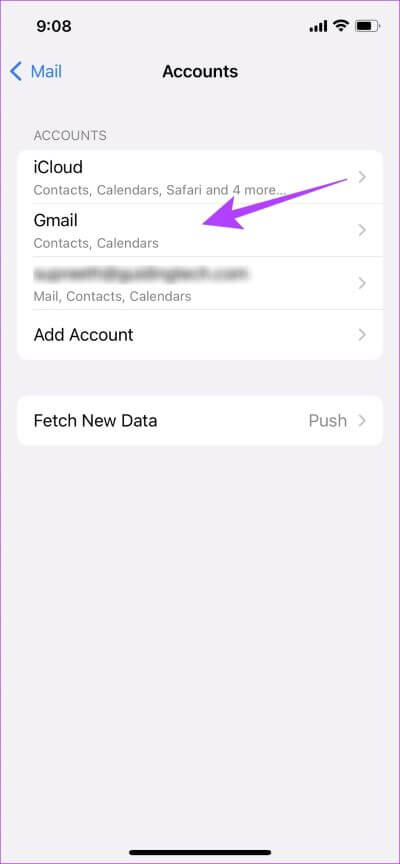 Select-on-Account-You-Want-to-Delete 8 طرق لإصلاح عدم ظهور المرفقات في Mail على iPhone