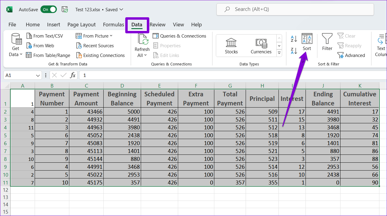 Sort-Rows-in-Excel-Spreadsheet-1 3 طرق سهلة لتحريك الصفوف والأعمدة في Microsoft Excel