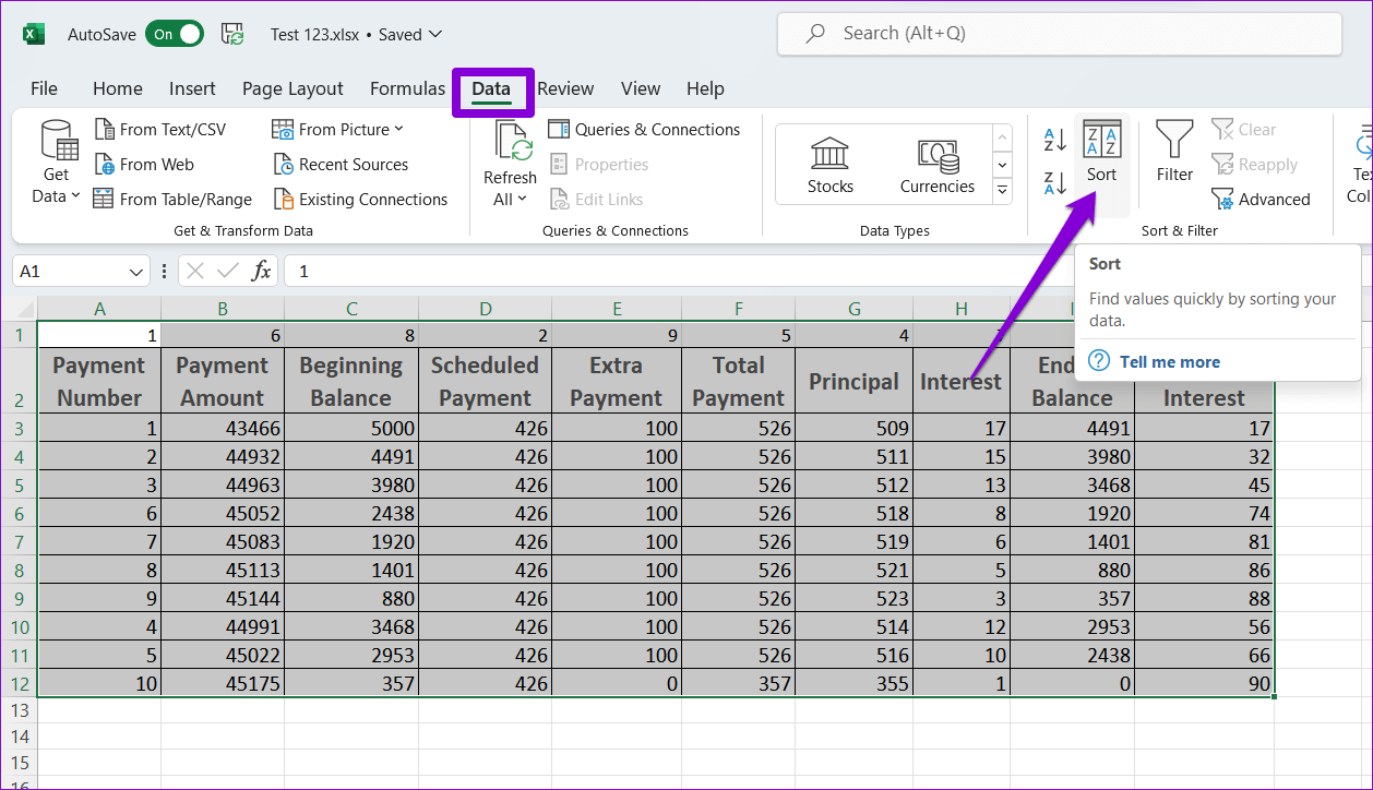 Sort-Table-in-Excel-1 3 طرق سهلة لتحريك الصفوف والأعمدة في Microsoft Excel