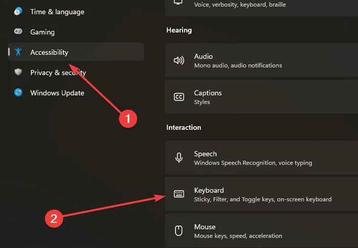 Spacebar-Accessibility-tab-and-keyboard-settings.jpg 6 طرق لإصلاح عدم عمل مفتاح المسافة في Windows