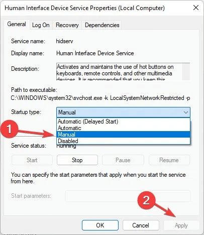 Spacebar-setting-startup-type-to-manual.jpg 6 طرق لإصلاح عدم عمل مفتاح المسافة في Windows
