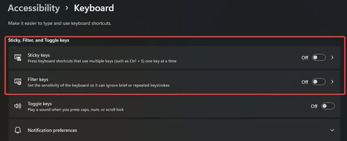 Spacebar-stickey-keys-and-filter-keys-options.jpg 6 طرق لإصلاح عدم عمل مفتاح المسافة في Windows