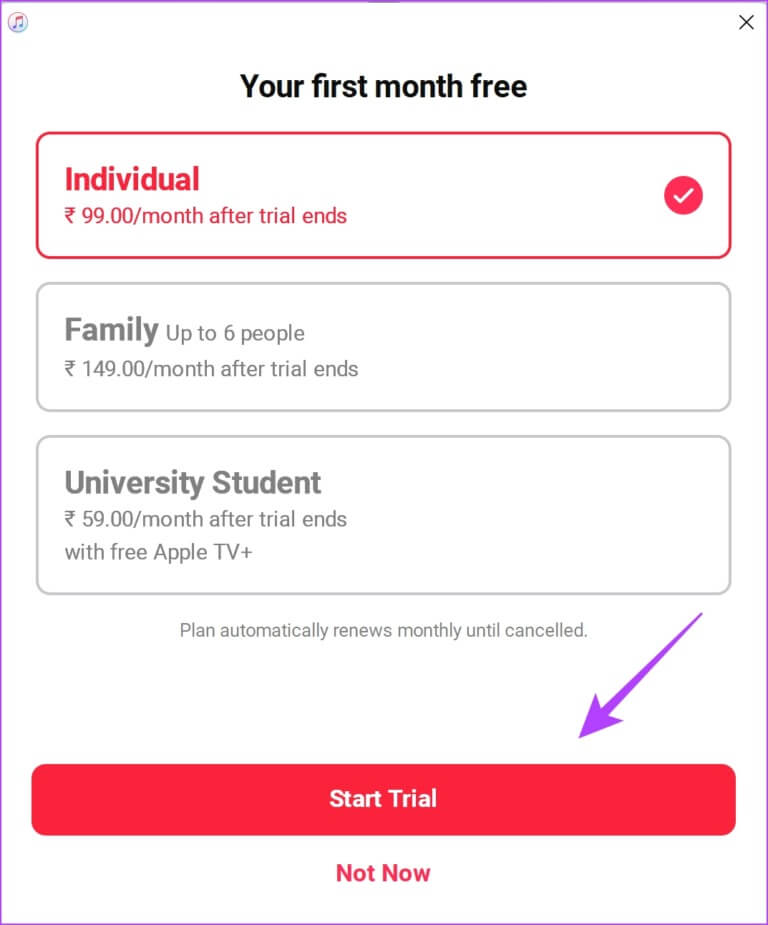 Start-Trial-768x925-1 كيفية استخدام Apple Music على جهاز كمبيوتر  Windows: إليك 4 طرق سهلة
