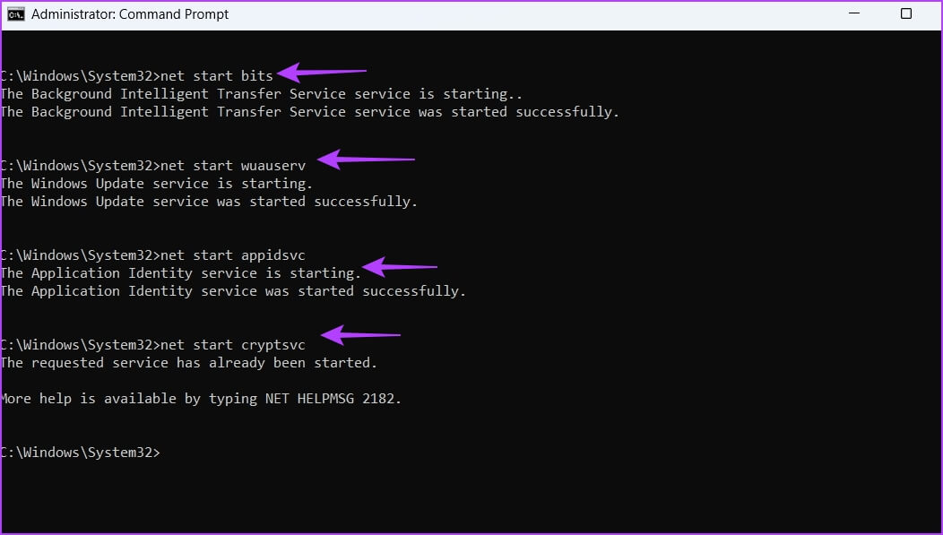 Starting-services أفضل 7 إصلاحات لخطأ 0x800f081f عند تحديث Windows في Windows 11