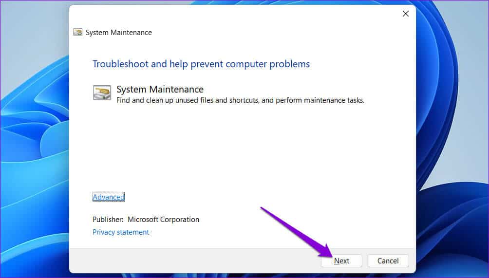 System-Maintenance-Troubleshooter-1 أفضل 6 طرق لإصلاح عدم ظهور علامات تبويب مستكشف الملفات في Windows 11