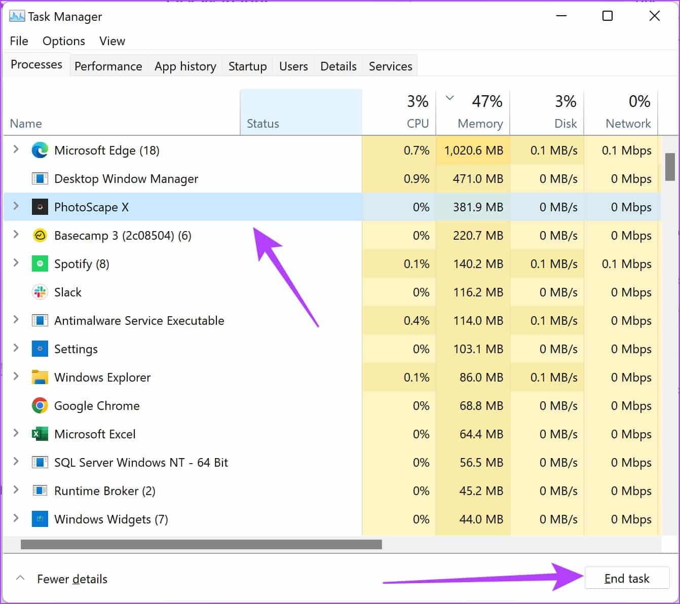 Tap-on-End-Task 11 طريقة لإصلاح عدم التمرير السلس في Excel على Windows