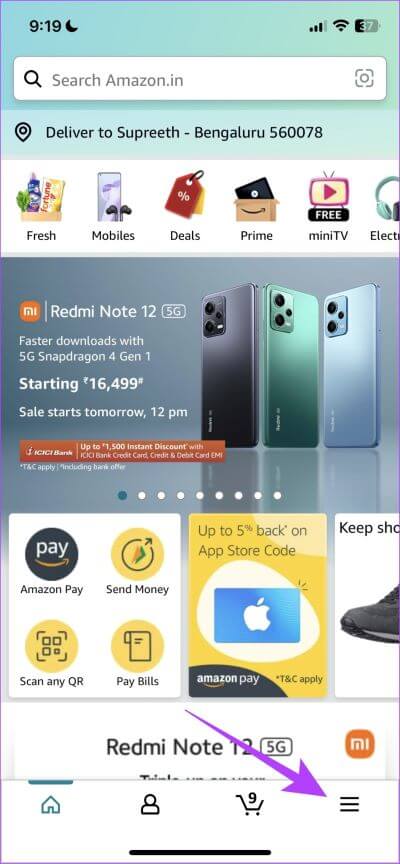 Tap-on-Menu-1 لن تضيف Amazon عناصر إلى عربة التسوق: 7 طرق لإصلاح ذلك على iPhone و Android