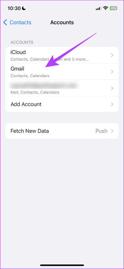 Tap-on-a-Third-Party-Account 5 طرق لحذف جهات اتصال متعددة على iPhone
