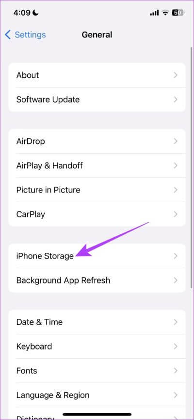 Tap-on-iPhone-Storage-1 8 طرق لإصلاح عدم ظهور المرفقات في Mail على iPhone