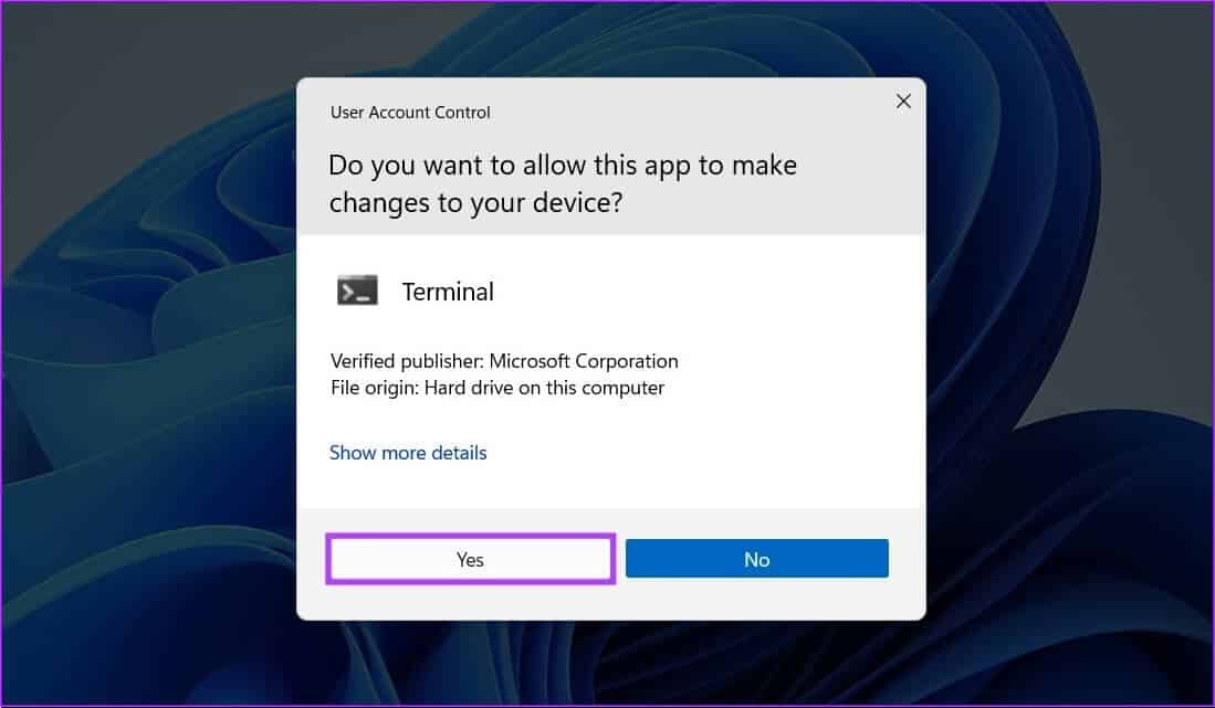 Terminal-UAC-Prompt 8 طرق سريعة لفتح إدارة الكمبيوتر على Windows 11