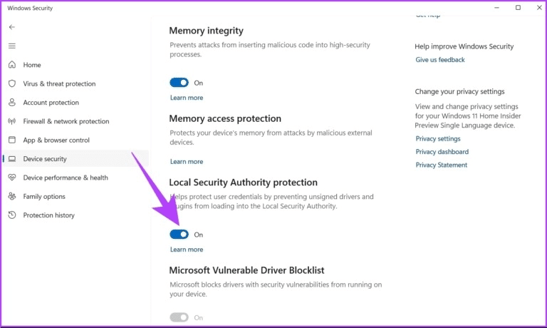 Toggle-on-‘Local-Security-Authority-protection-768x460-1 3 طرق لتمكين عملية Local Security Authority (LSA) في Windows 11
