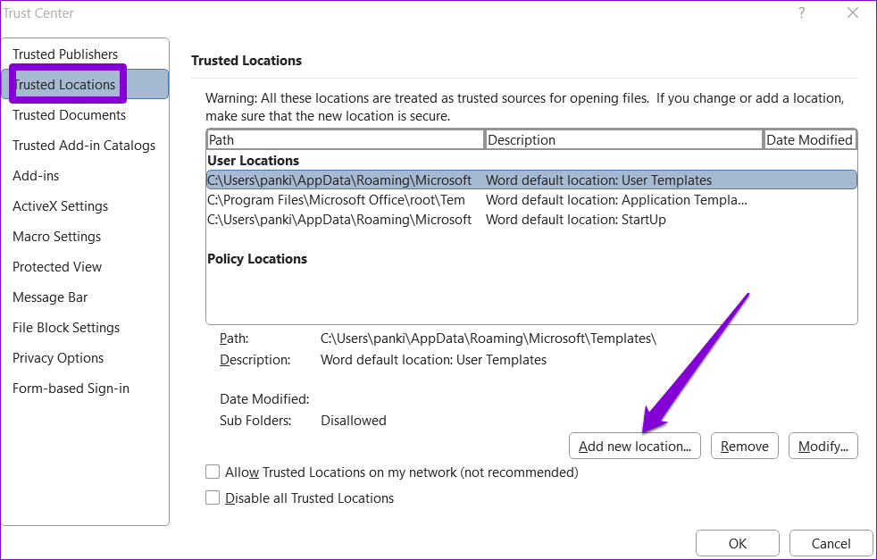 Trust-Center-in-Word أفضل 6 إصلاحات لمشكل واجه برنامج Microsoft Word خطأ أثناء محاولة فتح الملف في Windows