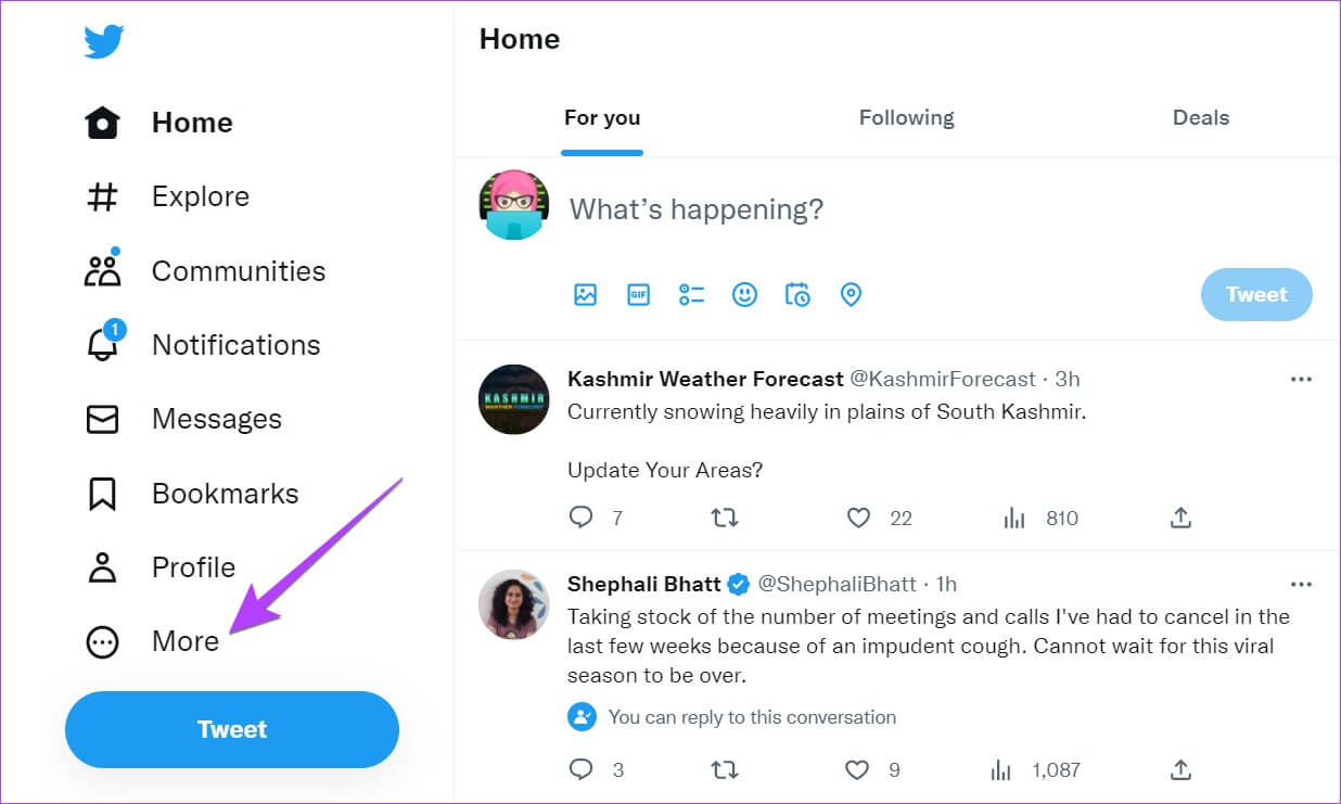 Twitter-PC-More-Option 3 طرق لإلغاء حماية تغريداتك على Twitter باستخدام أي جهاز
