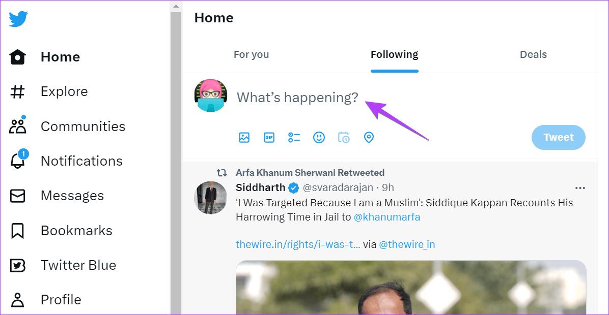Twitter-PC-Whats-happening 3 طرق لإلغاء حماية تغريداتك على Twitter باستخدام أي جهاز