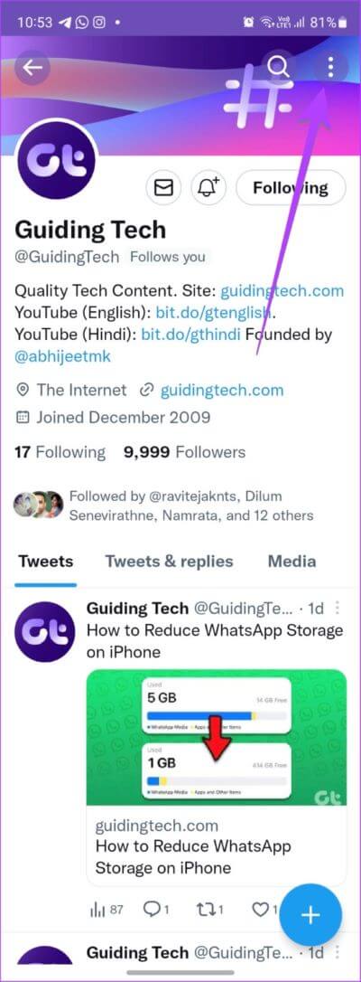 Twitter-Profile-Menu-566x1536-1 كيفية نسخ أو مشاركة ملف تعريف Twitter ورابط Tweet باستخدام أي جهاز