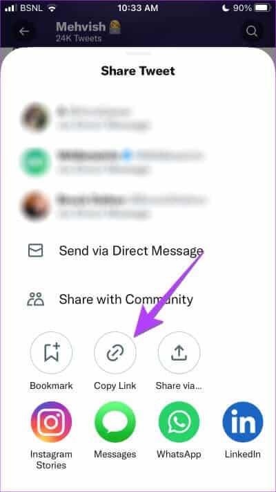 Twitter-iPhone-Copy-Link كيفية نسخ أو مشاركة ملف تعريف Twitter ورابط Tweet باستخدام أي جهاز