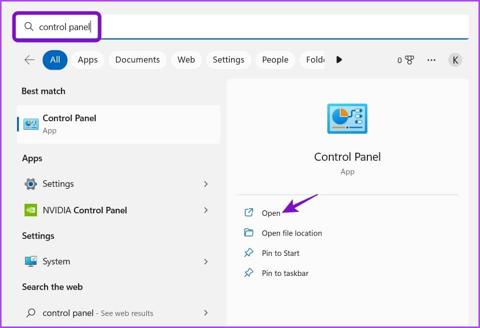 Typing-Control-Panel-2-1 أفضل 6 طرق لفتح محرر نهج المجموعة المحلي في Windows 11