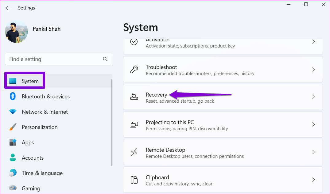 Windows-Settings-App-Recovery-Section-1 أفضل 7 طرق لإصلاح عدم ظهور شاشة تسجيل الدخول في Windows 11