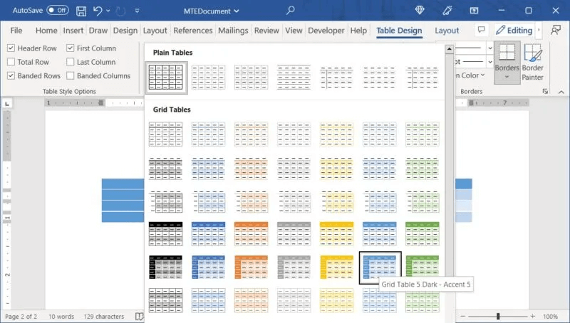 كيفية إنشاء الجداول وتخصيصها في Microsoft Word - %categories