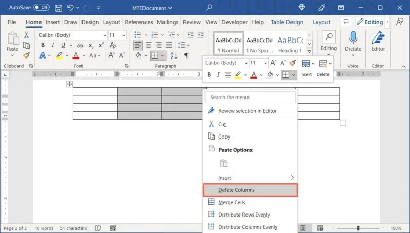 Word-Delete-Columns-800x454.jpg كيفية إنشاء الجداول وتخصيصها في Microsoft Word