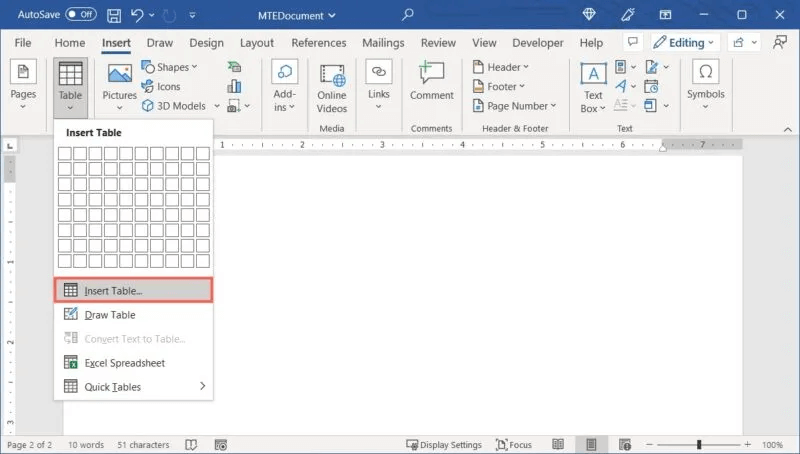Word-Insert-Table-Feature-800x454.jpg كيفية إنشاء الجداول وتخصيصها في Microsoft Word