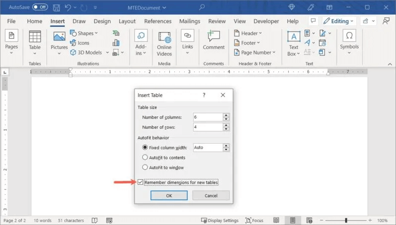 Word-Insert-Table-Feature-Remember-800x454.jpg كيفية إنشاء الجداول وتخصيصها في Microsoft Word