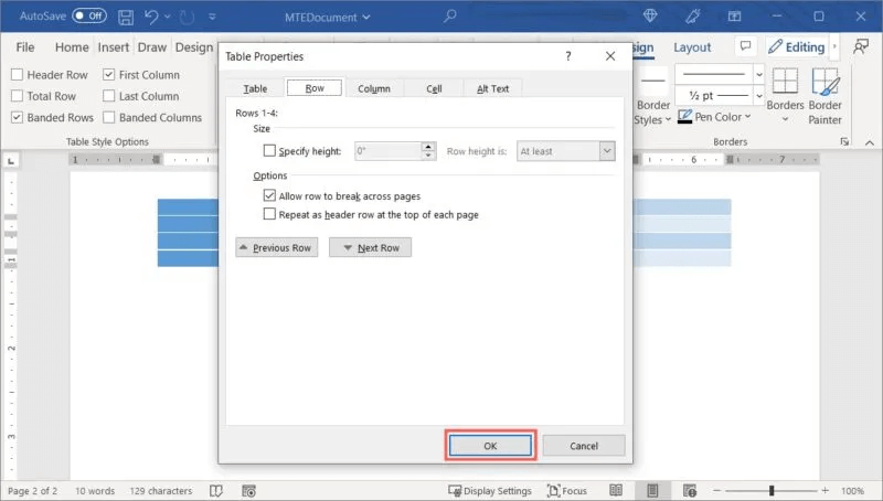 Word-Table-Properties-Ok-800x454.jpg كيفية إنشاء الجداول وتخصيصها في Microsoft Word
