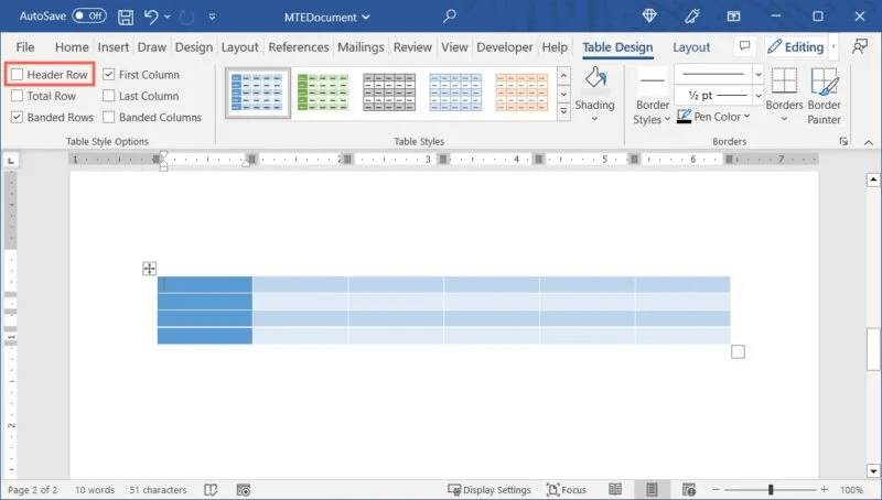 Word-Table-Style-Options-No-Header-800x454.jpg كيفية إنشاء الجداول وتخصيصها في Microsoft Word