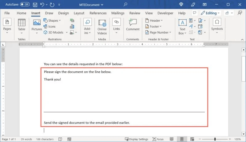Word-Text-To-Display-Inserted-800x464.jpg كيفية إدراج ملف PDF في مستند Word