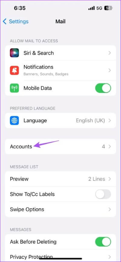 accounts-mail-settings-iphone-473x1024-1 أفضل 7 طرق لإصلاح عدم مزامنة تطبيق Mail مع Outlook على iPhone