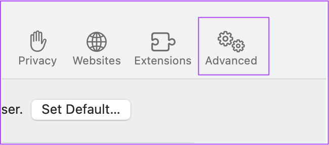 advanced-settings-safari-mac أفضل 8 إصلاحات للشاشة السوداء مع الصوت في Amazon Prime Video على Mac
