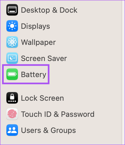 battery-settings-mac أفضل 7 إصلاحات لعدم طلب نظام التشغيل Mac كلمة مرور بعد الاستيقاظ من النوم