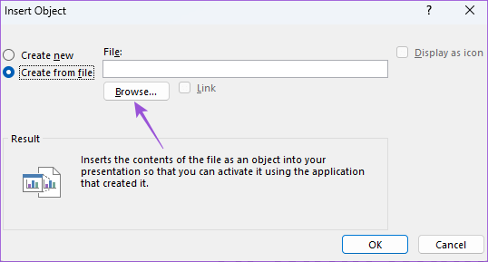 browse-object-file-powerpoint-windows أفضل 4 طرق لإدراج ملف PDF في Microsoft PowerPoint على Windows 11