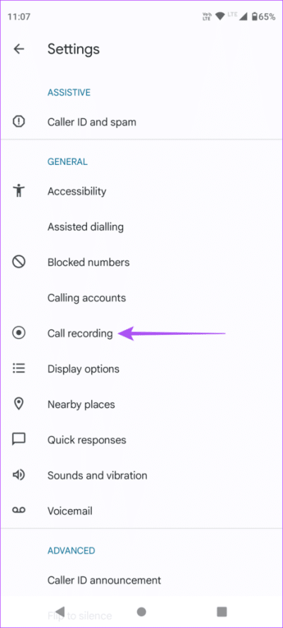 call-recording-settings-phone-app-android-462x1024-1-e1676881220459 كيفية تسجيل وحذف تسجيلات المكالمات على Android