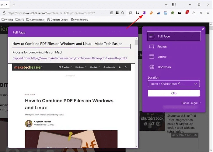 capture-full-page-OneNote-clipper.jpg 5 طرق لالتقاط l'informationفي OneNote
