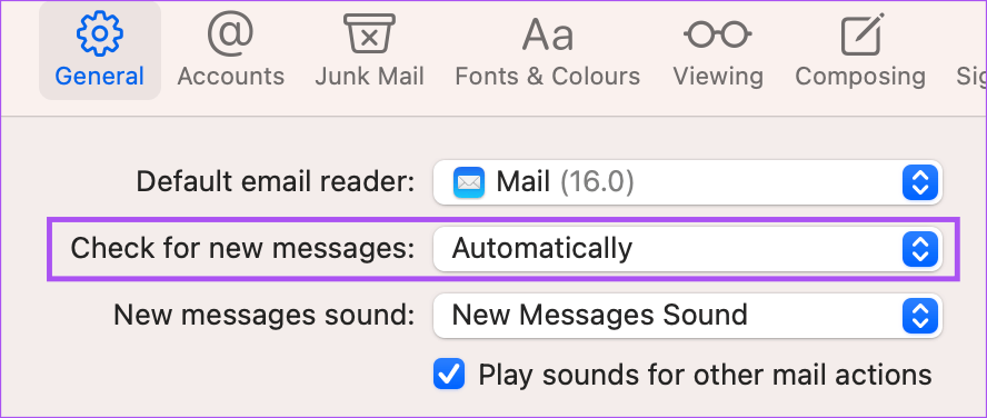 check-for-new-messages-apple-mail-settings-mac أفضل 7 إصلاحات لعدم مزامنة Apple Mail مع Gmail على Mac