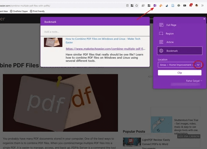 choose-a-OneNote-section-to-save-clipped-information-1.jpg 5 طرق لالتقاط l'informationفي OneNote