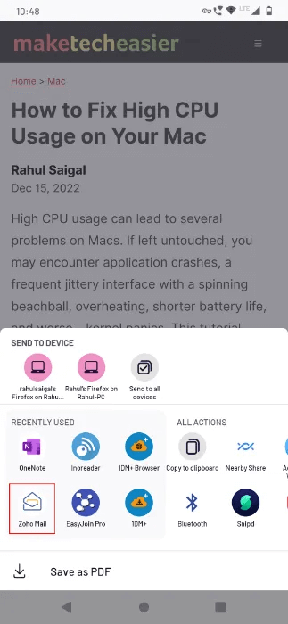choose-your-email-app-from-the-mobile-browser.png 5 طرق لالتقاط l'informationفي OneNote