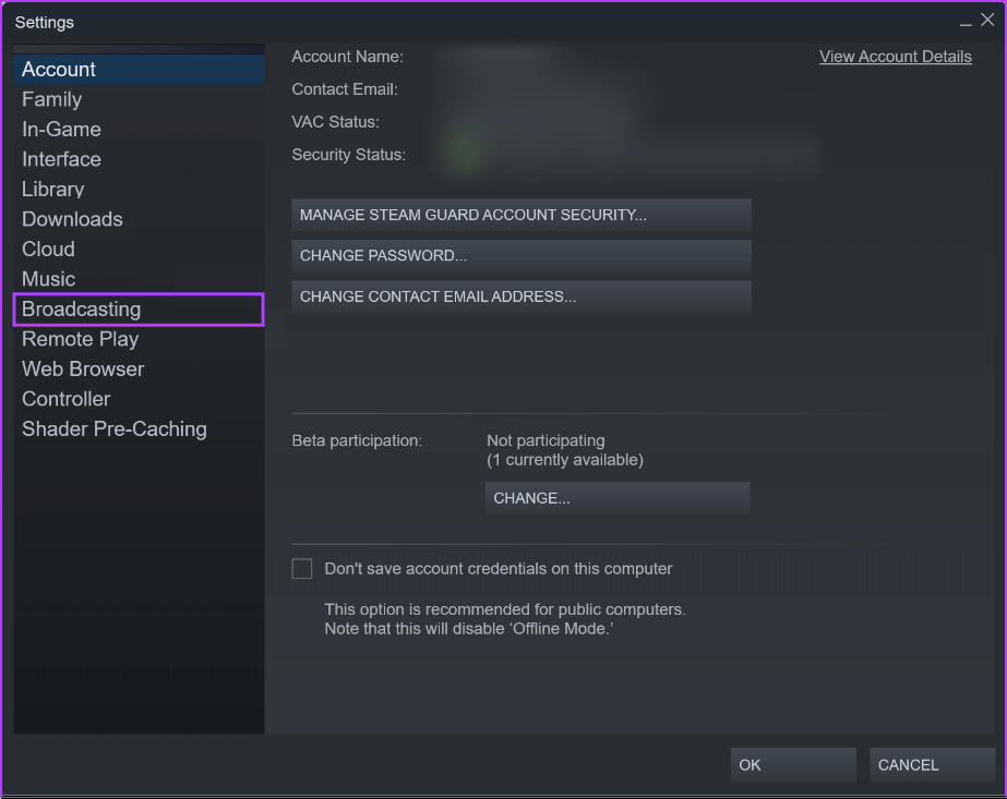click-on-broadcasting أفضل 7 طرق لإصلاح عدم عمل البث عبر Steam على Windows 11