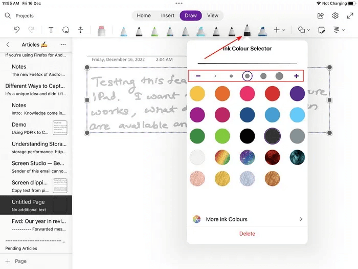 configure-the-pen-color-and-thickness-OneNote-for-iPad.jpg 5 طرق لالتقاط l'informationفي OneNote