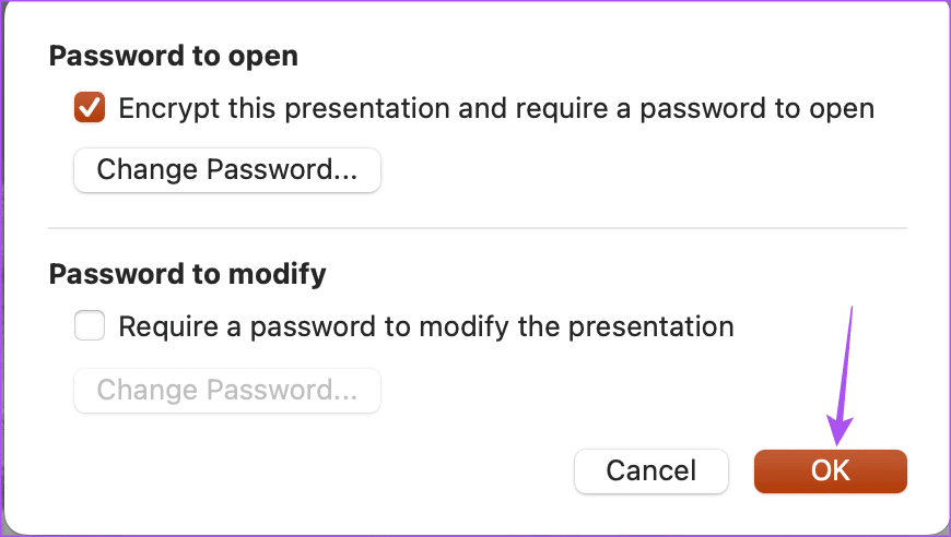 confirm-password-powerpoint-mac كيفية إضافة كلمة مرور إلى عرض تقديمي من Microsoft PowerPoint على Windows و Mac