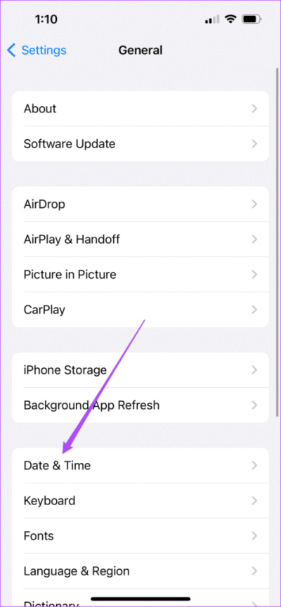 date-and-time-settings-iphone-474x1024-1-e1676725692519 أفضل 6 إصلاحات لـ "التعيين تلقائيًا" للتاريخ والوقت غير نشط وباللون الرمادي على iPhone