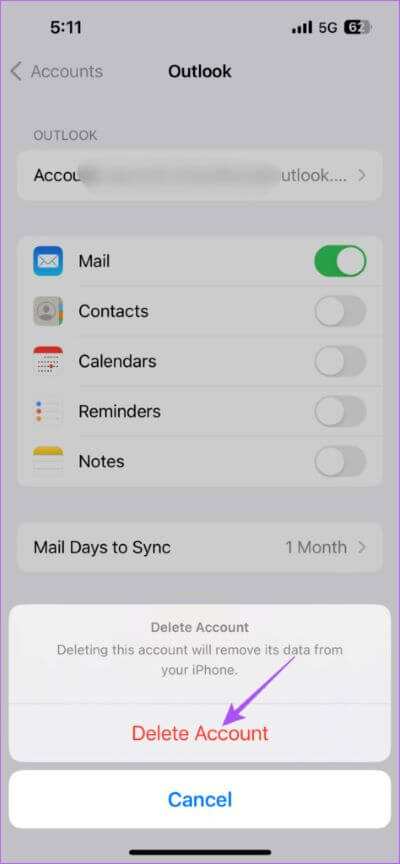 delete-outlook-account-from-mail-app-iphone-474x1024-1 أفضل 7 طرق لإصلاح عدم مزامنة تطبيق Mail مع Outlook على iPhone