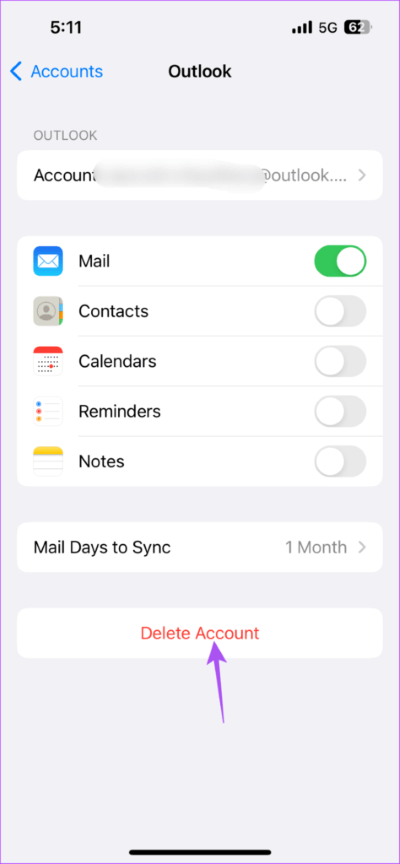 delete-outlook-account-mail-app-iphone-474x1024-1 أفضل 7 طرق لإصلاح عدم مزامنة تطبيق Mail مع Outlook على iPhone