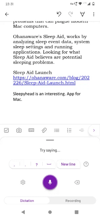 dictation-for-Android-1.png 5 طرق لالتقاط l'informationفي OneNote