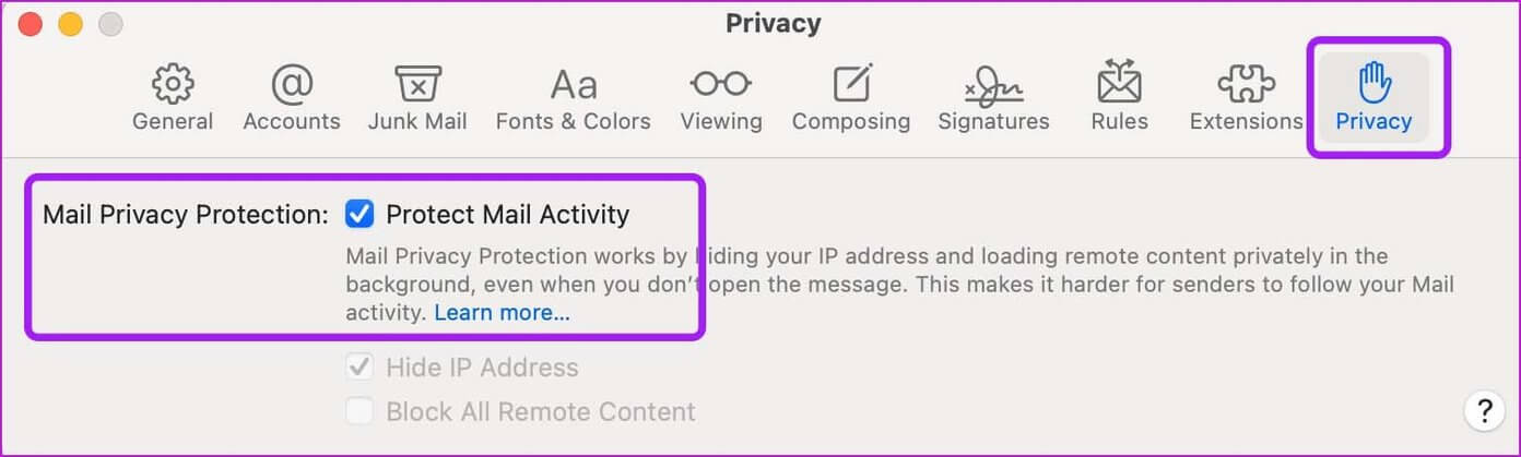 disable-protect-mail-activity-mail-notifications-not-working-on-mac_4d470f76dc99e18ad75087b1b8410ea9 أفضل 7 طرق لإصلاح عدم عمل إشعارات Mail على نظام Mac