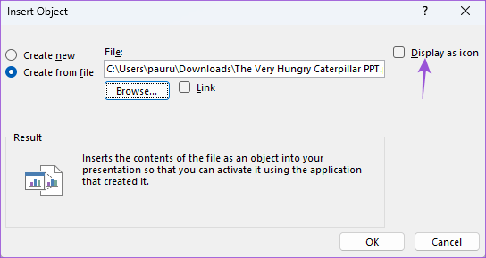 display-pdf-as-icon-powerpoint-windows أفضل 4 طرق لإدراج ملف PDF في Microsoft PowerPoint على Windows 11