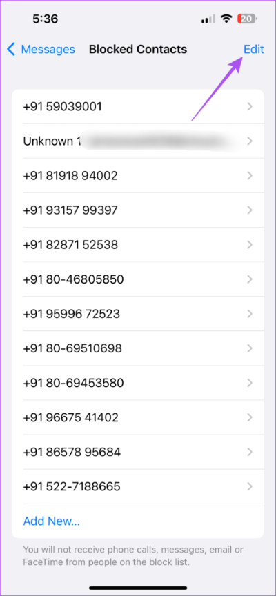 edit-blocked-contacts-iphone-474x1024-1 أفضل 7 إصلاحات لعدم إرسال iMessage رسالة إلى جهة اتصال واحدة على iPhone