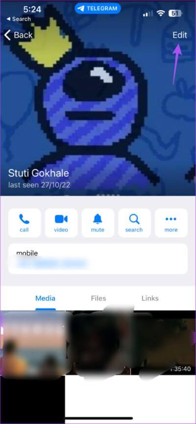 edit-profile-telegram-iphone-474x1024-1 كيفية تعيين صورة ملف تعريف مخصصة لجهات الاتصال على Telegram على سطح المكتب والجوال